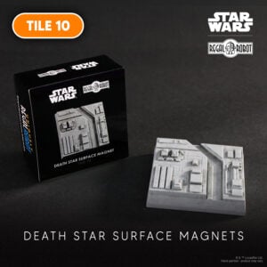 Death Star prop tiles as magnets and displays for Star Wars ship models and collectibles